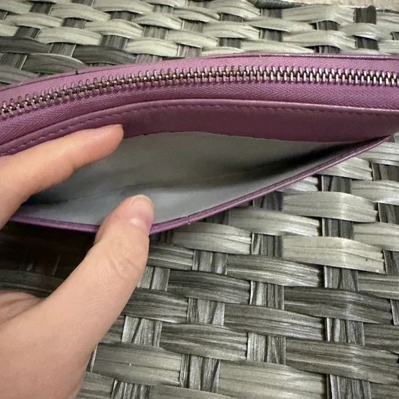 Coach Purple Leather Zip Around Wallet Wristlet - Picture 7 of 15